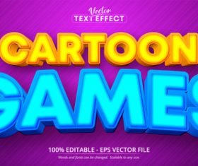 Cartoon games 3d editable text style effect vector