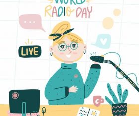 Cartoon world radio day illustration vector