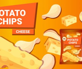 Cheese potato chips poster vector