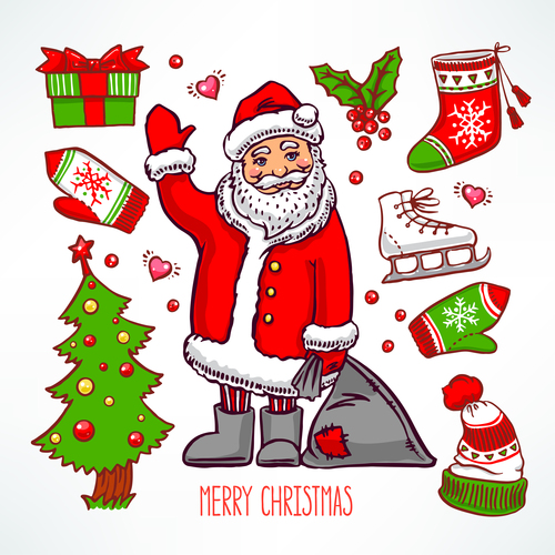 Christmas colorful elements vector