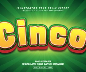 Cinco illustrator text style effect vector