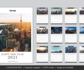 City background 2021 calendar template vector