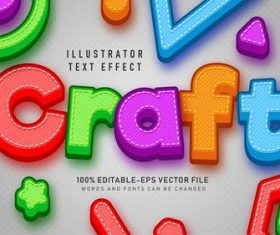 Color 3d editable text style effect vector