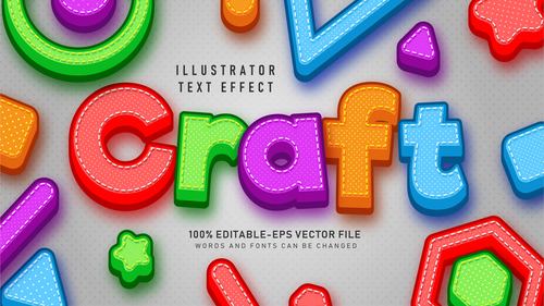 Color 3d editable text style effect vector