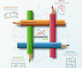 Color pencil templates of Infographics vector