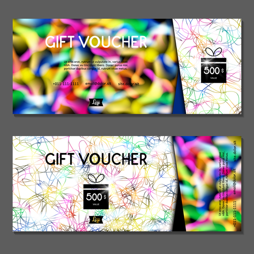 Color silk thread background gift card voucher vector