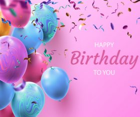 Colorful confetti and balloon background birthday invitation card vector