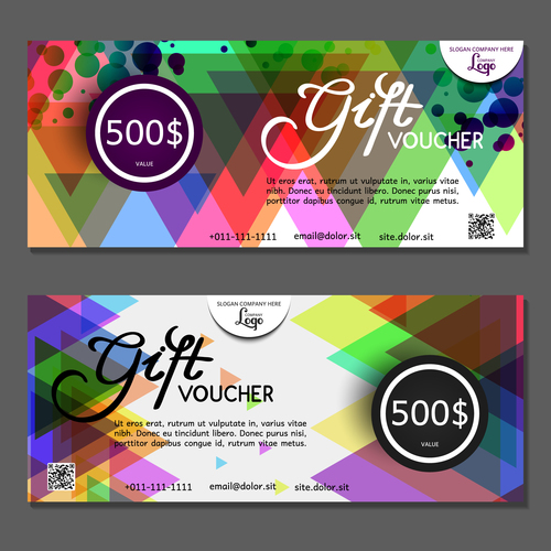 Colorful geometric background gift card voucher vector