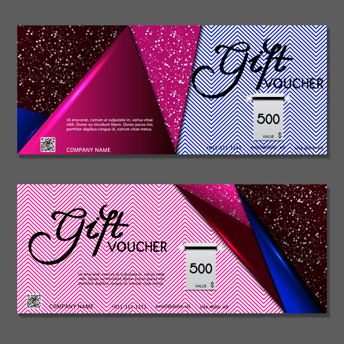 Colorful triangle background gift card voucher vector