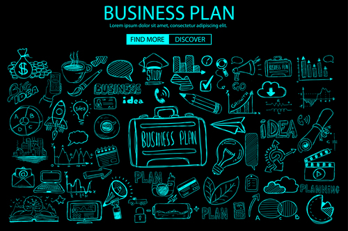 Concept business plan sketch information vector