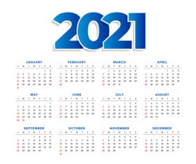 Concise 2021 new year calendar vector