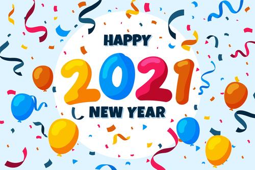 Confetti new year 2021 background vector