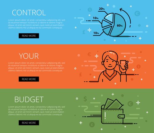 Control budget vector web banner set