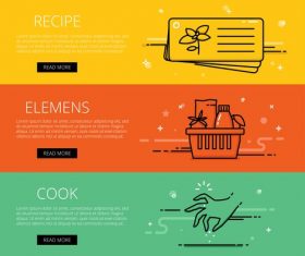 Cooking line vector web banners set