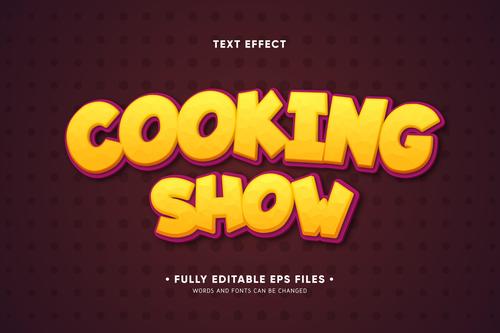 Cooking show editable text effect vector