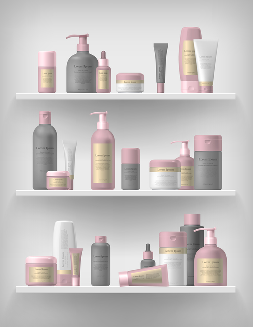 Cosmetics vector on shelf