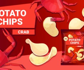 Crab potato chips vector