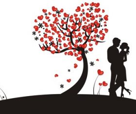 Creative romantic couple silhouette vector