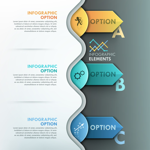Curved waves templates of Infographics vector