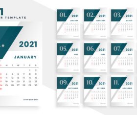 Dark Header 2021 New Year Calendar Vector