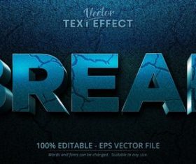 Dark blue crack 3d editable text style effect vector