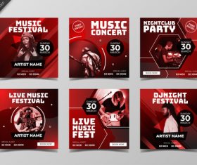 Dark red concert poster design vector
