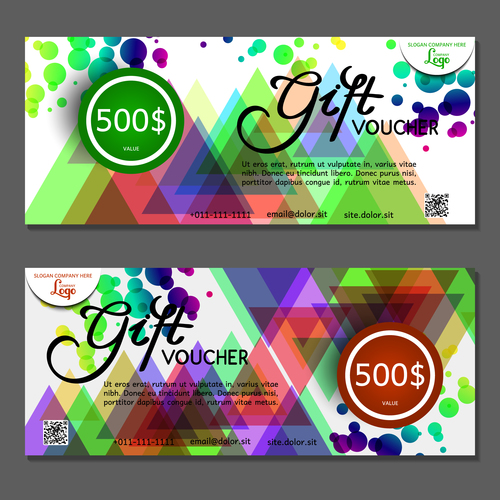 Design colorful geometric background gift card voucher vector