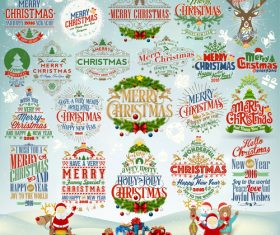 Different decorated Christmas badges vector