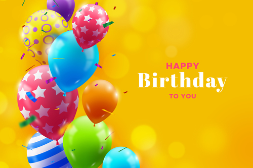 Different pattern balloon background birthday card vector