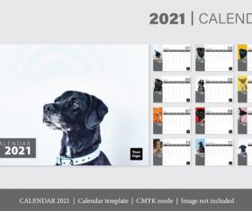 Dog background 2021 calendar template vector