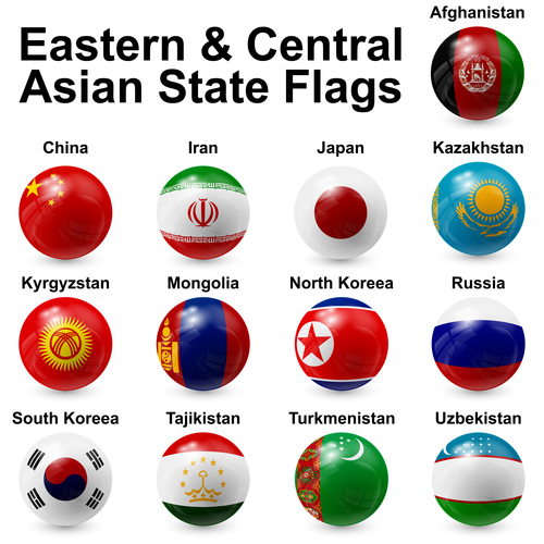 Eastern central asian state flags vector