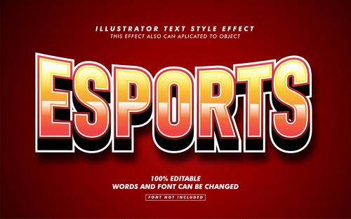 Esports illustrator text style effect vector