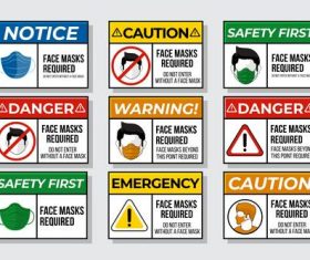 Face mask required sign collection vector