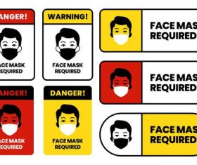 Face mask required sign set vector
