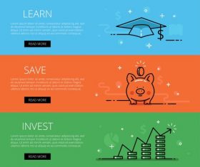 Finance line vector web banners set