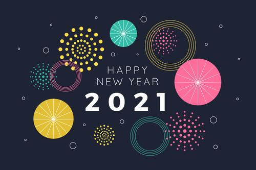 Fireworks flat design happy new year 2021
