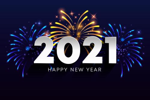Fireworks new year 2021 vector