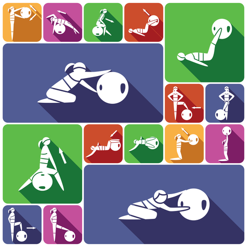 Fitness ball exercise icon vector