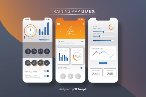 Fitness mobile app infographic template vector