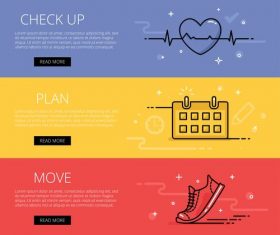 Fitness vector web banners set
