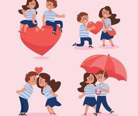 Flat design valentines day couple set vector