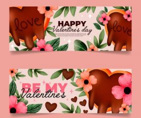 Flower banner Valentines Day banner vector