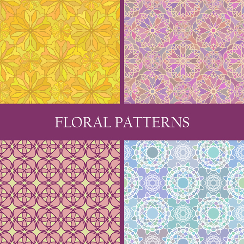 Flowers geometric patterns abstract vector