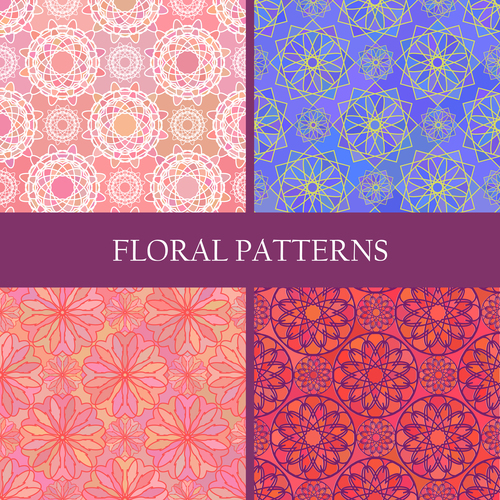 Flowers patterns geometric vector