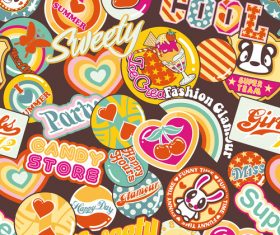 Food cartoon label vector