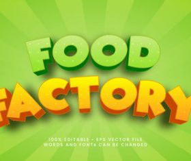Food factory 3d editable text style effect vector