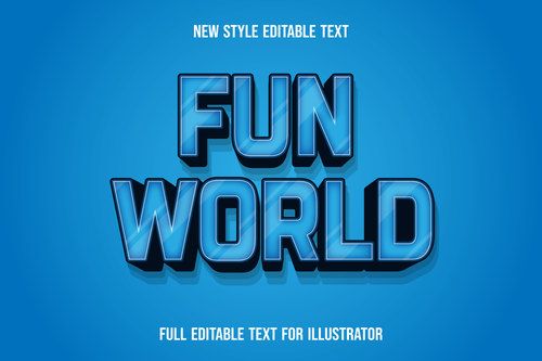 Fun world editable font effect text vector