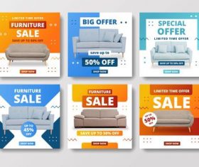 Furniture sale instagram post collection vector