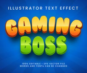 Gaming boss 3d editable text style effect vector