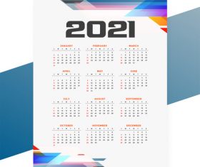 Geometric style 2021 calendar templatevector